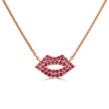 14K Gold & Ruby Lips Pendant - 0.30ct