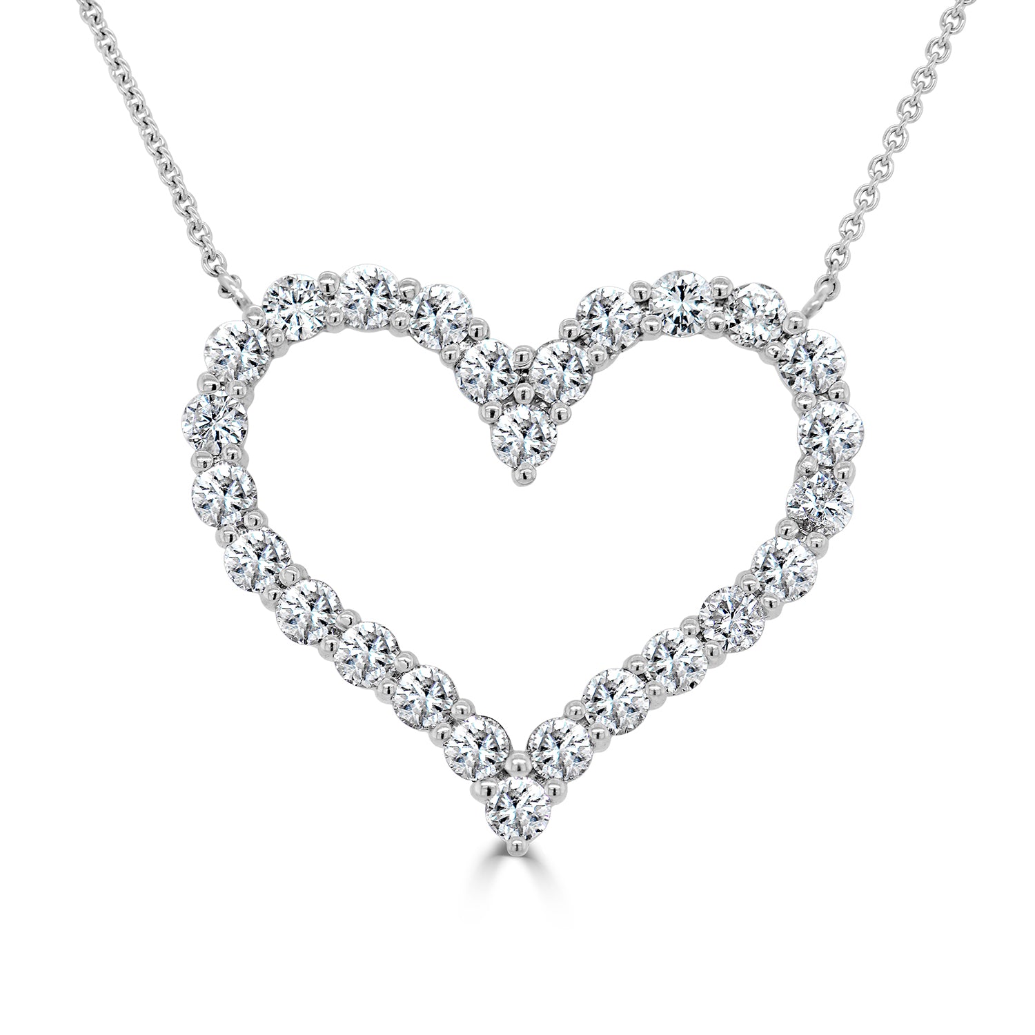 14k Gold & Diamond Open Heart Necklace - 2.32ct
