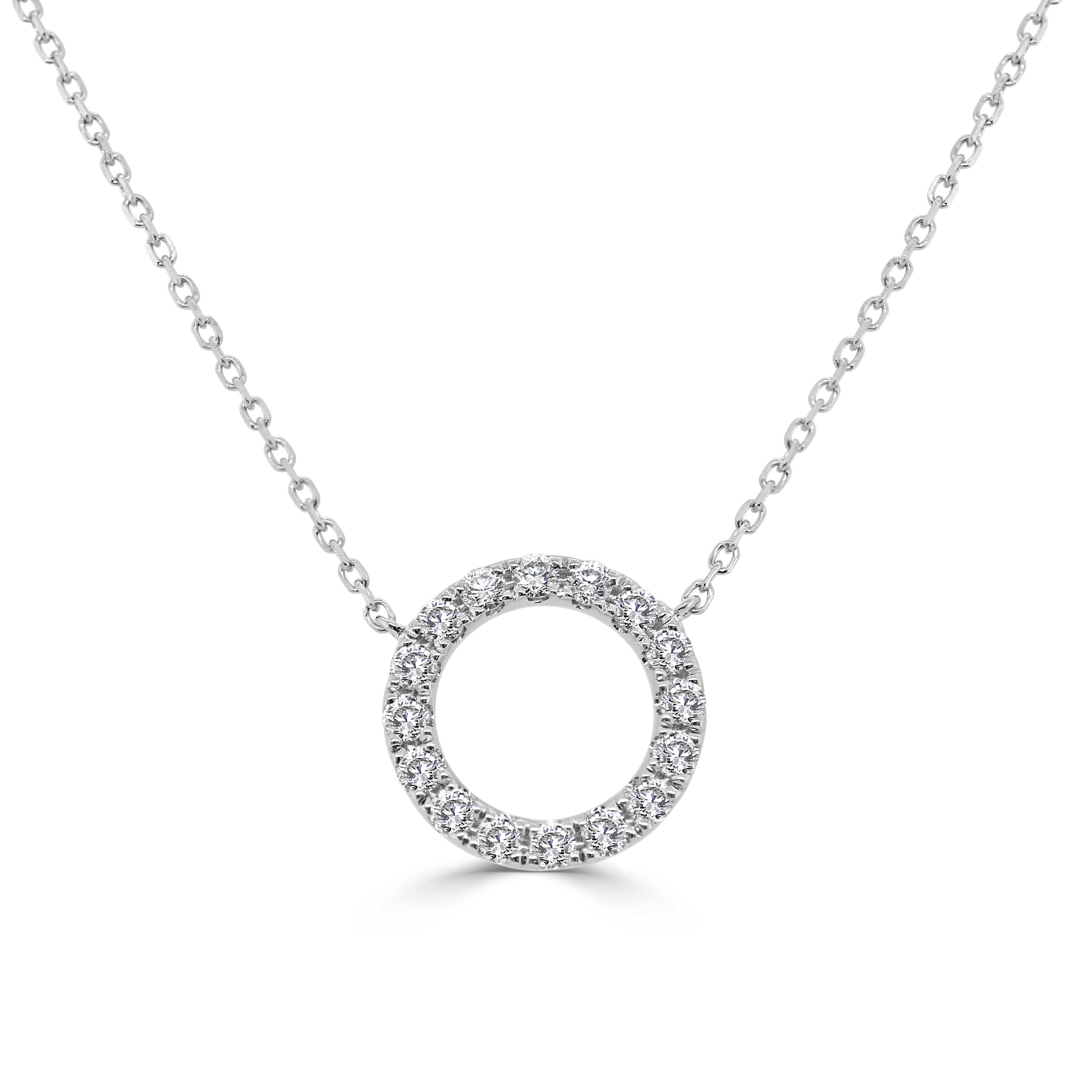 14k Gold & Diamond Open Circle Necklace - 0.58ct