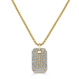 14K Gold & Diamond Dog Tag Necklace - 1.33ct