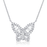 14k Gold & Baguette Diamond Butterfly Necklace - 1.44ct