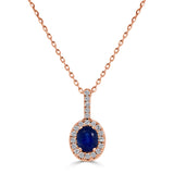 14K Gold, Oval Sapphire & Diamond Pendant