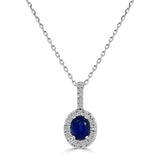 14K Gold, Oval Sapphire & Diamond Pendant