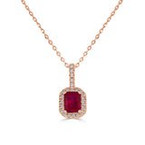 14K Gold, Diamond & Ruby Octagon Pendant