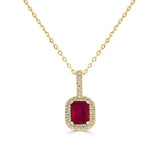 14K Gold, Diamond & Ruby Octagon Pendant