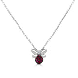 14k Gold Ruby & White Diamond Bumble Bee Necklace