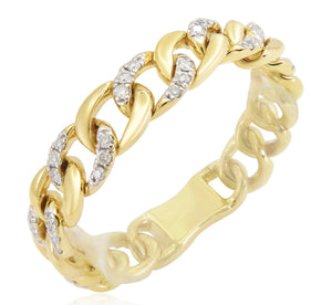 14k Gold & Diamond Link Chain Ring