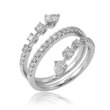 18k Gold Round & Pear-Shaped Diamond Open Wrap-Around Ring - 0.75ct