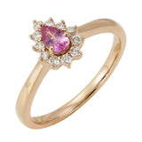 18k Pear-Shaped Pink Sapphire & Diamond Ring