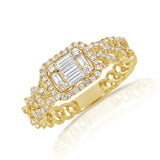 14k Gold & Baguette Diamond Link Ring - 0.41ct