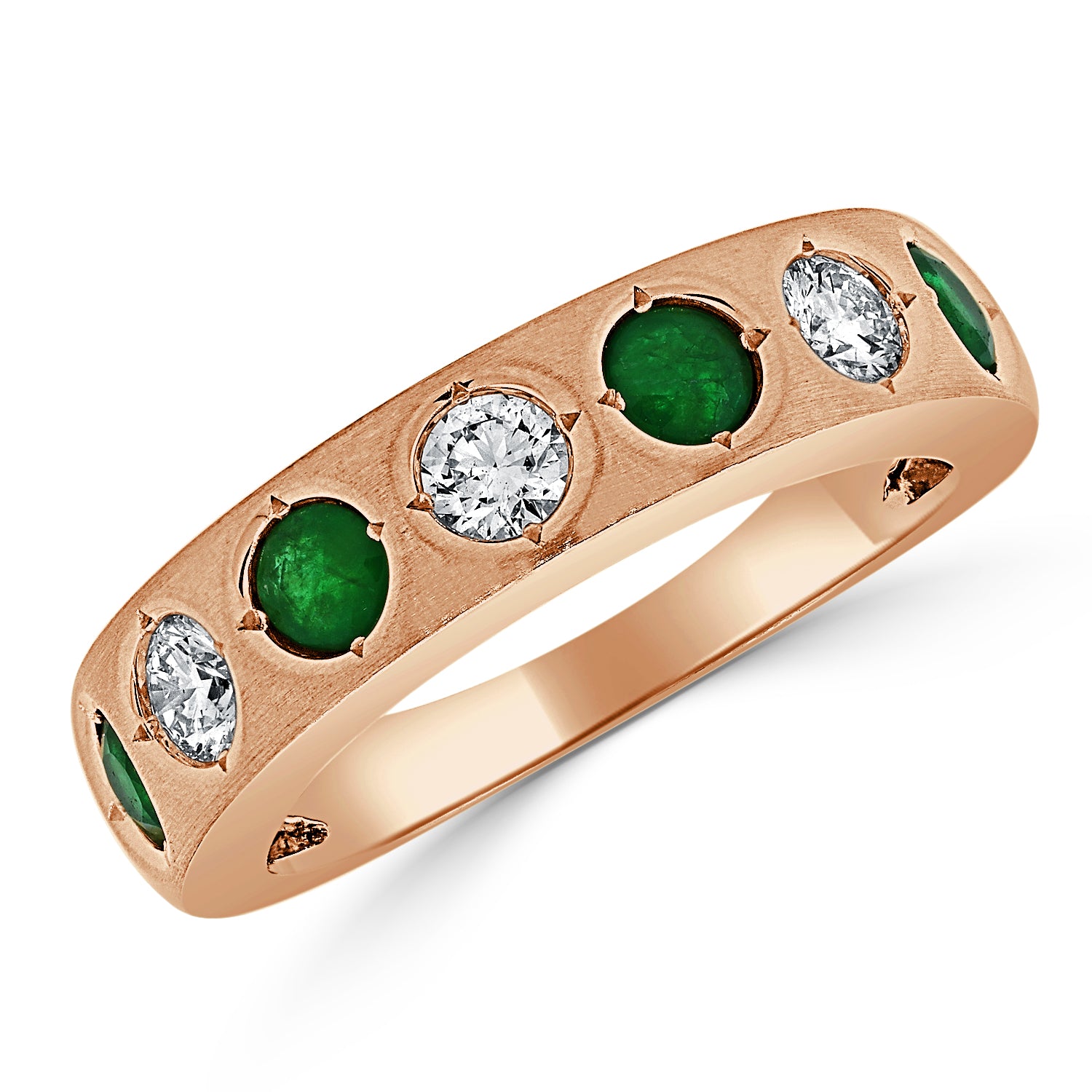 14k Gold Green Emerald & Diamond Ring