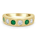 14k Gold Green Emerald & Diamond Ring