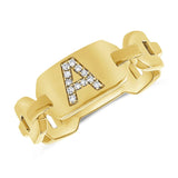14k Gold & Diamond Initial Link Ring-  0.03 ct. - 0.05 ct.