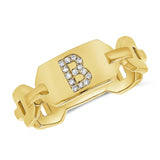 14k Gold & Diamond Initial Link Ring-  0.03 ct. - 0.05 ct.