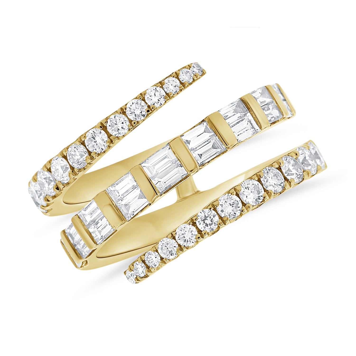 14K Gold Diamond Baguette Wrap Ring - 1.10ct