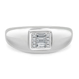 14k Gold & Baguette Diamond Signet Ring - 0.11ct