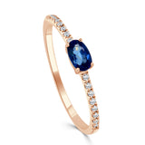 14k Gold, Sapphire & Diamond Oval Band